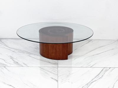Vladimir Kagan Vladimir Kagan Snail Coffee Table Walnut Glass 1960s