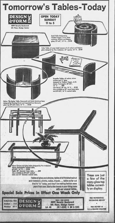 Vladimir Kagan Vladimir Kagan Snail Coffee Table Walnut Glass 1960s