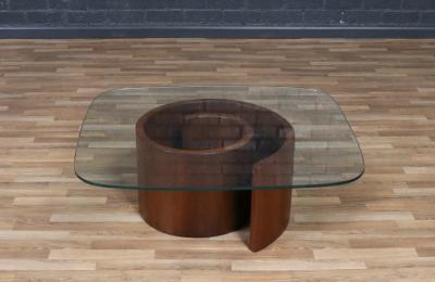 Vladimir Kagan Vladimir Kagan Snail Walnut Glass Coffee Table for Selig