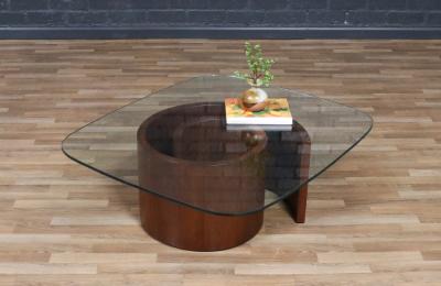Vladimir Kagan Vladimir Kagan Snail Walnut Glass Coffee Table for Selig