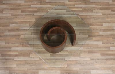 Vladimir Kagan Vladimir Kagan Snail Walnut Glass Coffee Table for Selig