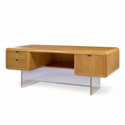 Vladimir Kagan Vladimir Kagan Style Gianni Walnut and Lucite Executive Desk