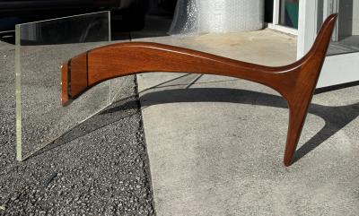 Vladimir Kagan Vladimir Kagan Style Kidney Shape lucite Walnut Coffee Table