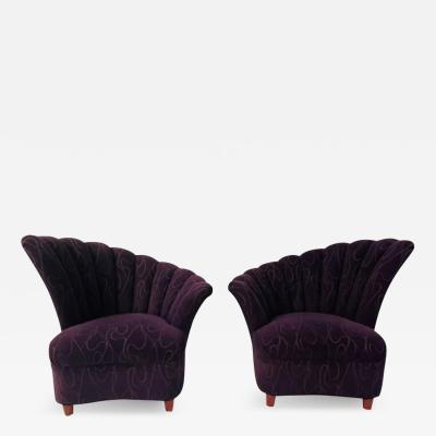 Vladimir Kagan Vladimir Kagan Style Mid Century Modern Purple Fan Back Chair a Pair