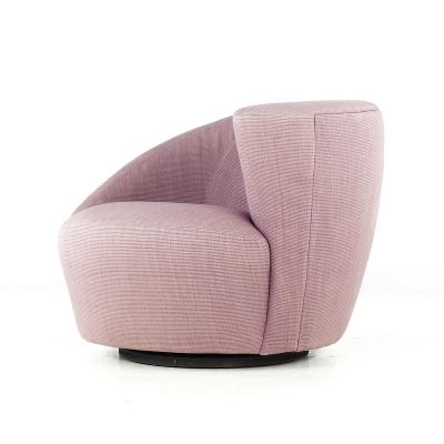 Vladimir Kagan Vladimir Kagan Style Mid Century Nautilus Purple Swivel Lounge Chairs Pair