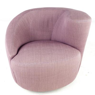 Vladimir Kagan Vladimir Kagan Style Mid Century Nautilus Purple Swivel Lounge Chairs Pair