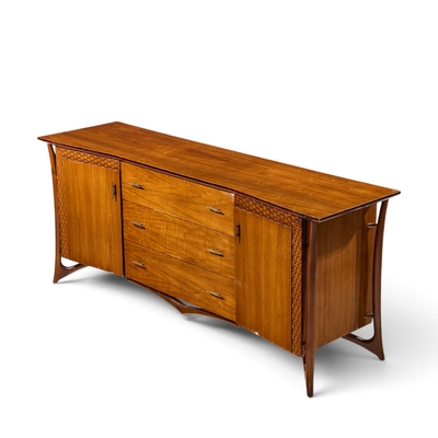 Vladimir Kagan Vladimir Kagan Style Mid Century Sculptural Walnut Lowboy Dresser