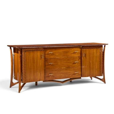 Vladimir Kagan Vladimir Kagan Style Mid Century Sculptural Walnut Lowboy Dresser