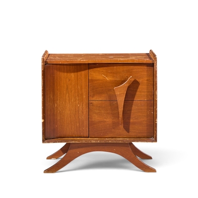 Vladimir Kagan Vladimir Kagan Style Mid Century Sculptural Walnut Nightstands Pair