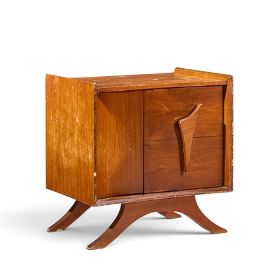 Vladimir Kagan Vladimir Kagan Style Mid Century Sculptural Walnut Nightstands Pair