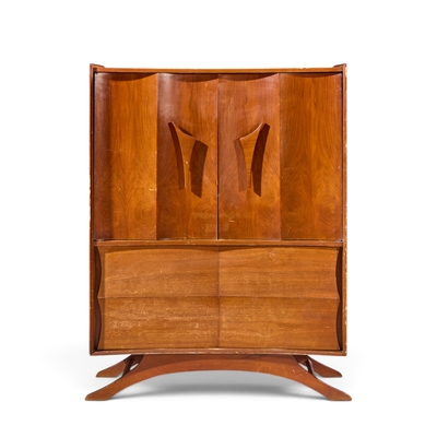 Vladimir Kagan Vladimir Kagan Style Mid Century Walnut Gentlemans Chest Highboy Dresser