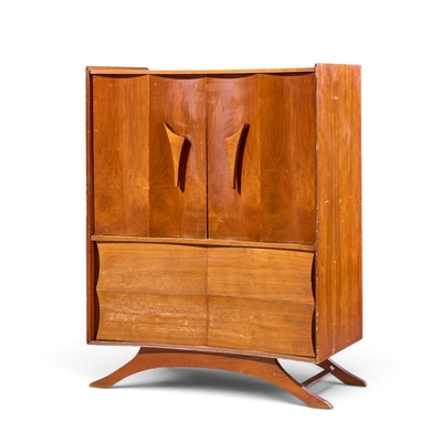 Vladimir Kagan Vladimir Kagan Style Mid Century Walnut Gentlemans Chest Highboy Dresser