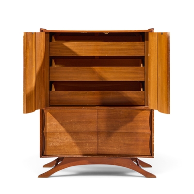 Vladimir Kagan Vladimir Kagan Style Mid Century Walnut Gentlemans Chest Highboy Dresser