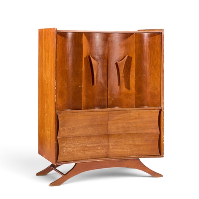 Vladimir Kagan Vladimir Kagan Style Mid Century Walnut Gentlemans Chest Highboy Dresser