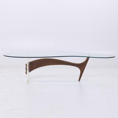 Vladimir Kagan Vladimir Kagan Style Mid Century Walnut and Lucite Kidney Shaped Coffee Table