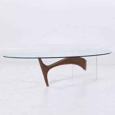 Vladimir Kagan Vladimir Kagan Style Mid Century Walnut and Lucite Kidney Shaped Coffee Table