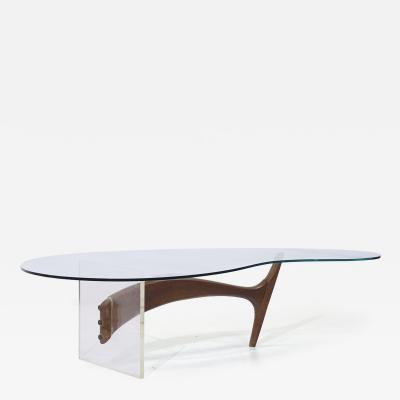 Vladimir Kagan Vladimir Kagan Style Mid Century Walnut and Lucite Kidney Shaped Coffee Table