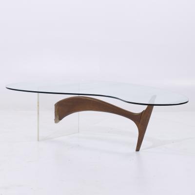 Vladimir Kagan Vladimir Kagan Style Mid Century Walnut and Lucite Kidney Shaped Coffee Table