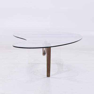 Vladimir Kagan Vladimir Kagan Style Mid Century Walnut and Lucite Kidney Shaped Coffee Table