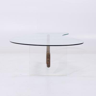 Vladimir Kagan Vladimir Kagan Style Mid Century Walnut and Lucite Kidney Shaped Coffee Table