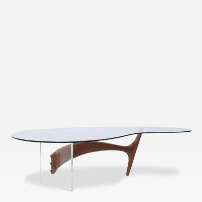 Vladimir Kagan Vladimir Kagan Style Mid Century Walnut and Lucite Kidney Shaped Coffee Table
