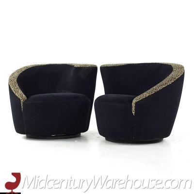 Vladimir Kagan Vladimir Kagan Style Weiman Mid Century Nautilus Swivel Lounge Chair Pair