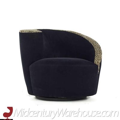 Vladimir Kagan Vladimir Kagan Style Weiman Mid Century Nautilus Swivel Lounge Chair Pair