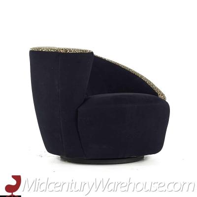 Vladimir Kagan Vladimir Kagan Style Weiman Mid Century Nautilus Swivel Lounge Chair Pair