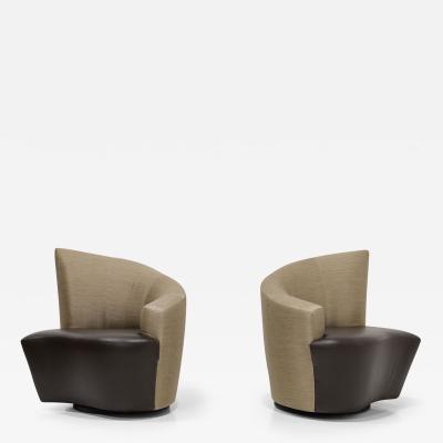 Vladimir Kagan Vladimir Kagan Swivel Bilboa Chairs in Silk and Leather