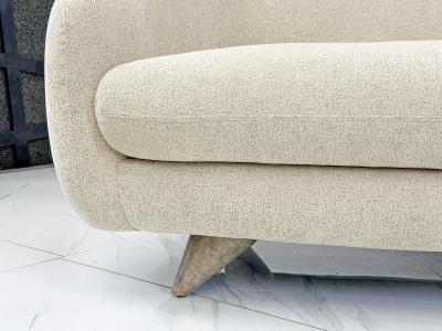 Vladimir Kagan Vladimir Kagan Wide Angle Tangent Sofa Model 506 In Tan Chenille