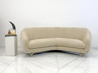 Vladimir Kagan Vladimir Kagan Wide Angle Tangent Sofa Model 506 In Tan Chenille