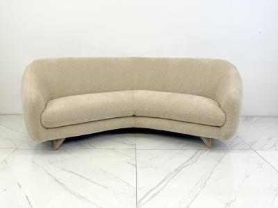 Vladimir Kagan Vladimir Kagan Wide Angle Tangent Sofa Model 506 In Tan Chenille