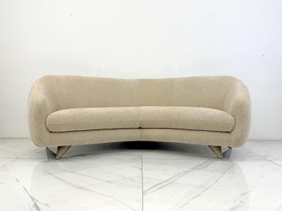 Vladimir Kagan Vladimir Kagan Wide Angle Tangent Sofa Model 506 In Tan Chenille
