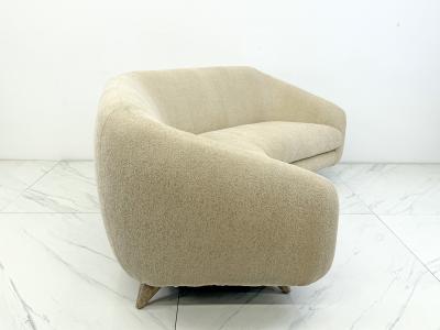 Vladimir Kagan Vladimir Kagan Wide Angle Tangent Sofa Model 506 In Tan Chenille