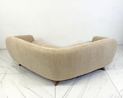 Vladimir Kagan Vladimir Kagan Wide Angle Tangent Sofa Model 506 In Tan Chenille