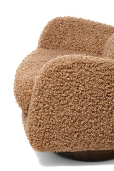 Vladimir Kagan Vladimir Kagan Wingback Swivel Chair Ottoman in Curly Latte Fabric