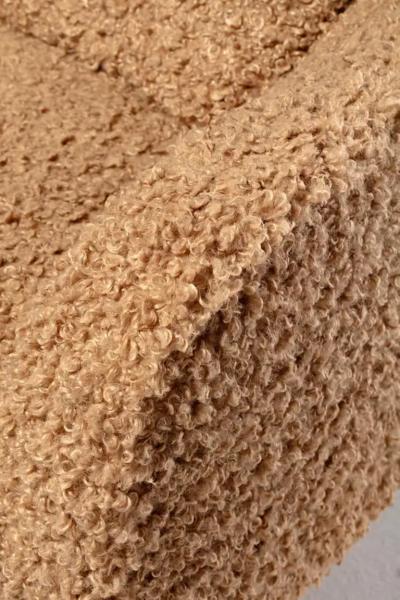 Vladimir Kagan Vladimir Kagan Wingback Swivel Chair Ottoman in Curly Latte Fabric