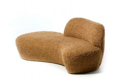 Vladimir Kagan Vladimir Kagan Zoe Sofa for American Leather in Curly Teddy Bear Camel Fabric
