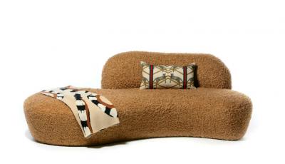Vladimir Kagan Vladimir Kagan Zoe Sofa for American Leather in Curly Teddy Bear Camel Fabric