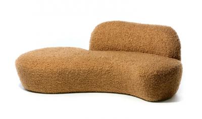 Vladimir Kagan Vladimir Kagan Zoe Sofa for American Leather in Curly Teddy Bear Camel Fabric