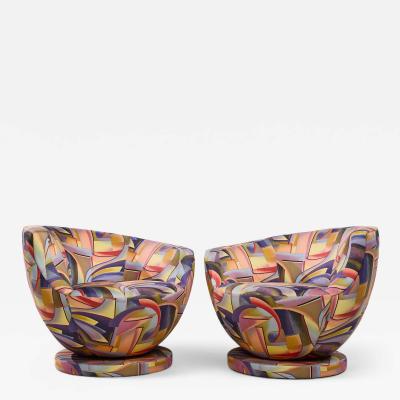 Vladimir Kagan Vladimir Kagan for Directional Mid Century Corkscrew Swivel Chairs Pair