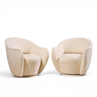 Vladimir Kagan Vladimir Kagan for Directional Model 100A Mid Century Swivel Lounge Chair Pair