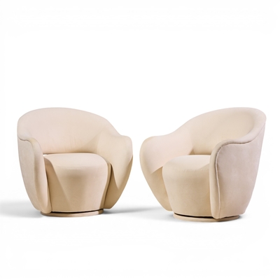 Vladimir Kagan Vladimir Kagan for Directional Model 100A Mid Century Swivel Lounge Chair Pair