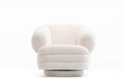 Vladimir Kagan Vladimir Kagan for Directional Pair of Ivory Boucl Swivel Chairs