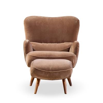 Vladimir Kagan Vladimir Kagan for Dreyfuss Mid Century Highback Barrel Lounge Chair and Ottoman