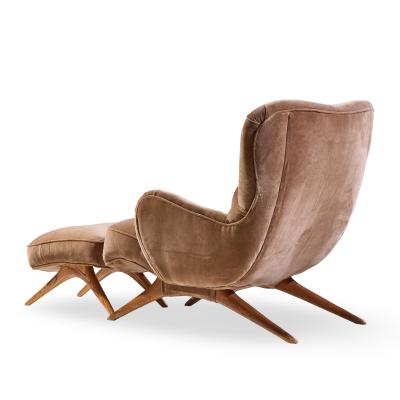 Vladimir Kagan Vladimir Kagan for Dreyfuss Mid Century Highback Barrel Lounge Chair and Ottoman