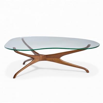 Vladimir Kagan Vladimir Kagan for Dreyfuss Mid Century Walnut Tri Symmetric Coffee Table