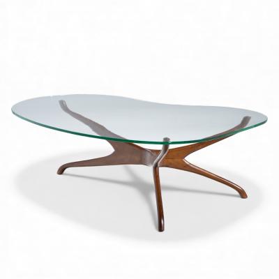 Vladimir Kagan Vladimir Kagan for Dreyfuss Mid Century Walnut Tri Symmetric Coffee Table