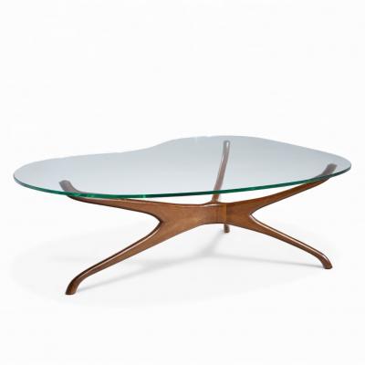 Vladimir Kagan Vladimir Kagan for Dreyfuss Mid Century Walnut Tri Symmetric Coffee Table