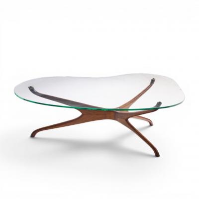 Vladimir Kagan Vladimir Kagan for Dreyfuss Mid Century Walnut Tri Symmetric Coffee Table